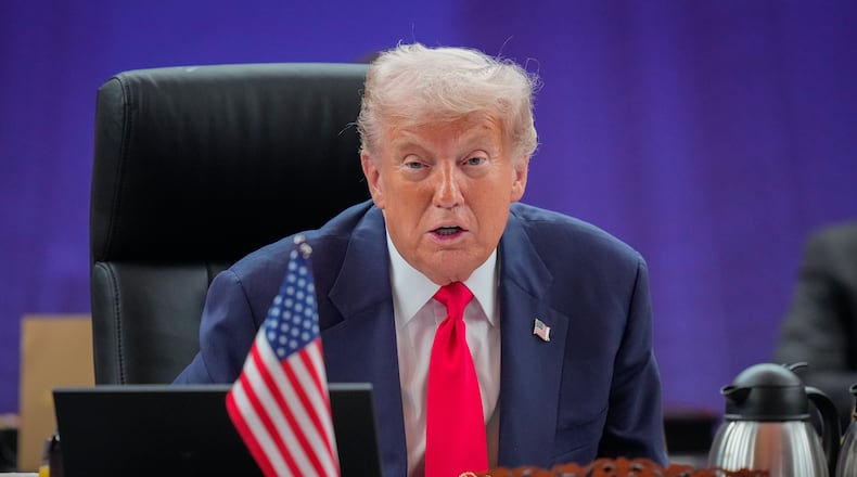 President Donald Trump speaks during the ASEAN US Summit in Kuala Lumpur, Malaysia, Sunday, Oct. 26, 2025. (AP Photo/Vincent Thian, Pool)