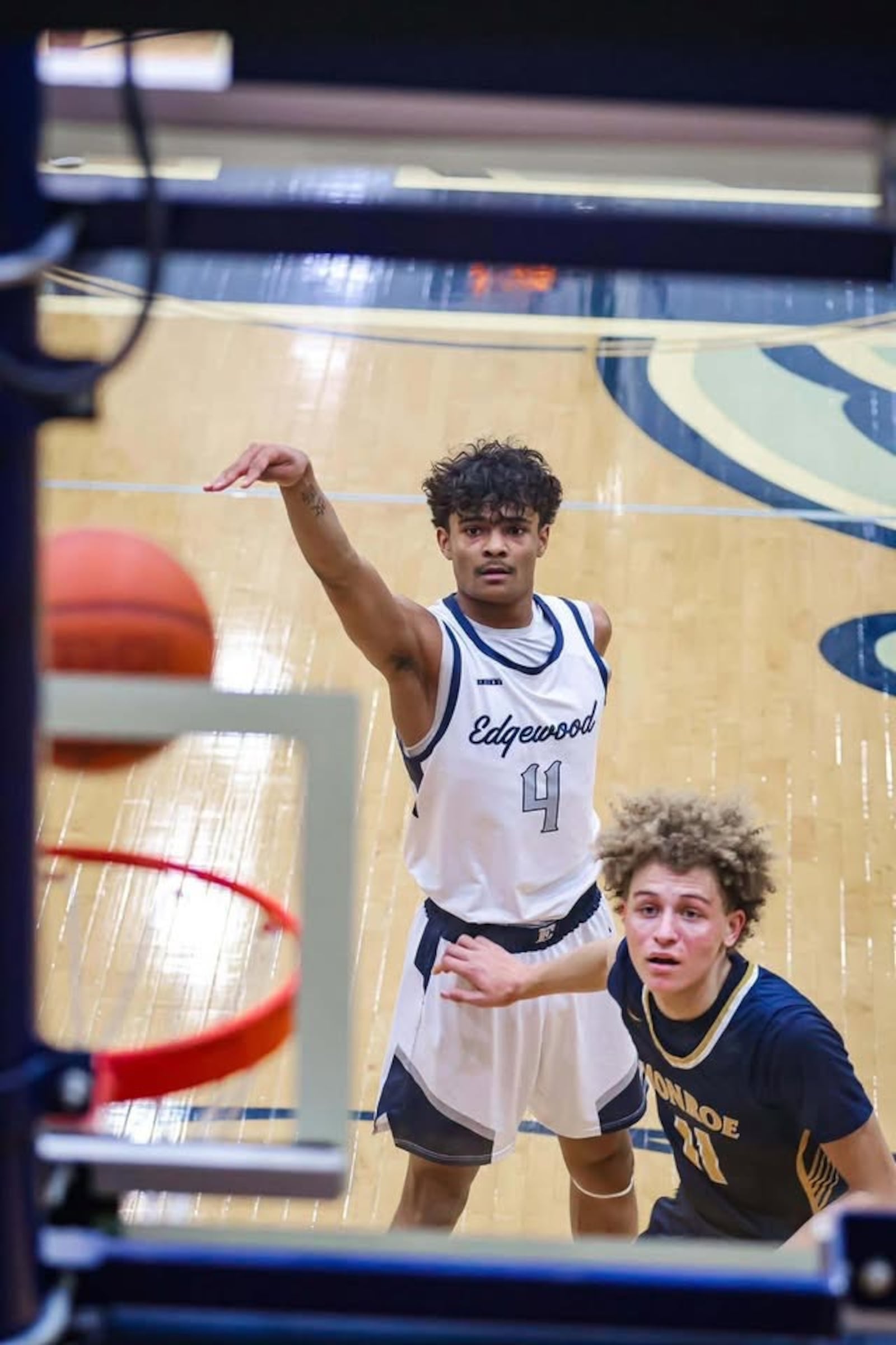 Edgewood’s Amir Cannedy puts up a free throw against Monroe during a recent game. NOAH PITZER / CONTRIBUTED