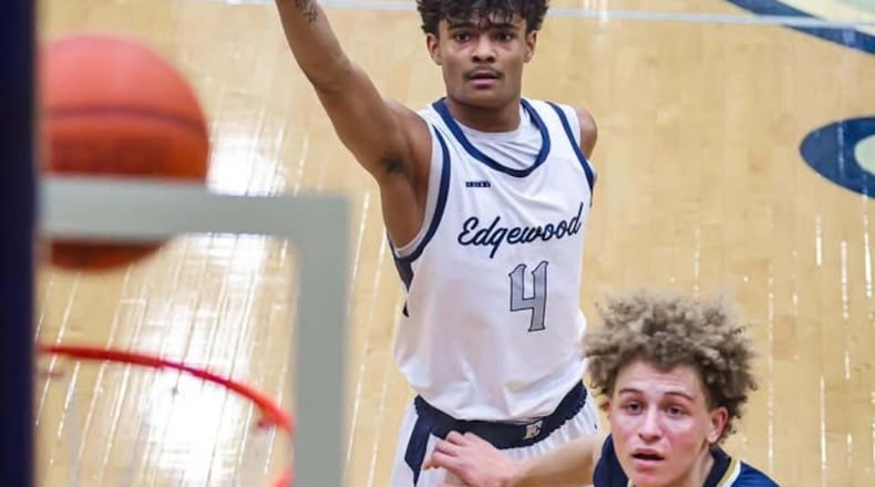 Edgewood’s Amir Cannedy puts up a free throw against Monroe during a recent game. NOAH PITZER / CONTRIBUTED
