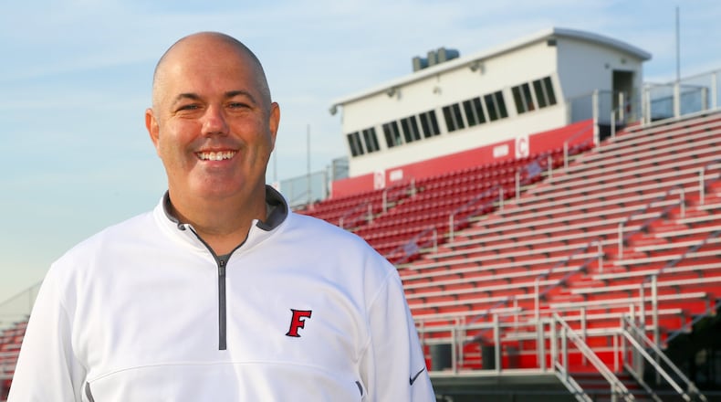 Fairfield athletic director Mark Harden poses for a photo at Fairfield Stadium on Nov. 2, 2016. He’s expected to receive school-board approval Wednesday as Sycamore’s new athletic director. GREG LYNCH/STAFF