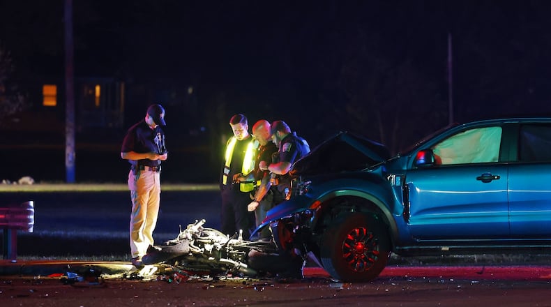 Police are investigating a motorcycle crash involving a Ford Ranger truck that happened Friday night in Middletown. Nick Graham/STAFF