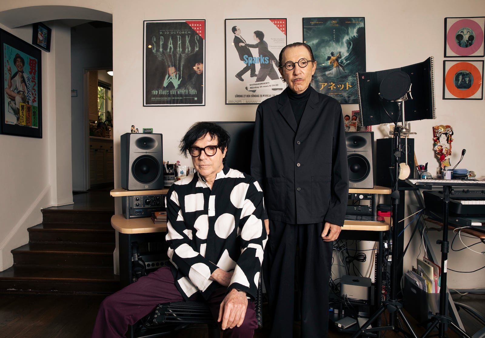 Russell Mael, left, and Ron Mael of Sparks pose for a portrait on Tuesday, April 8, 2025, in Los Angeles. (Photo by Rebecca Cabage/Invision/AP)