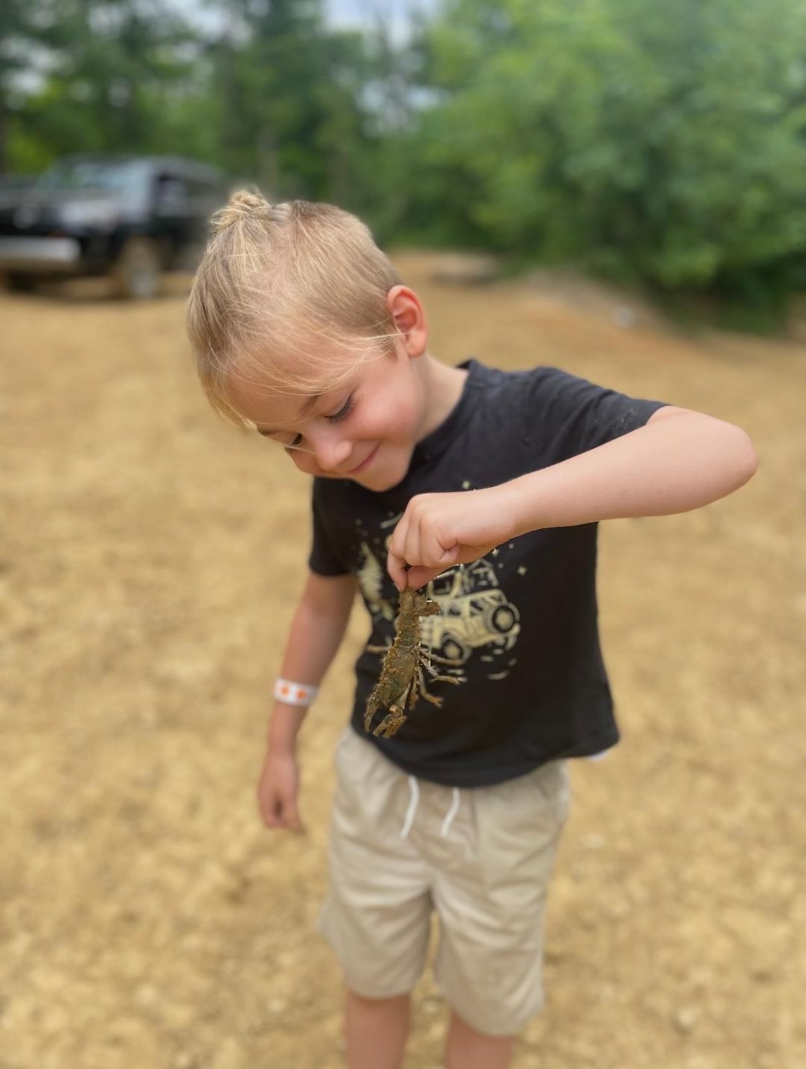 Kirk Wilson admiring a crawfish. CONTRIBUTED