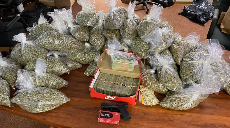 Eighty-four pounds of marijuana was confiscated in Butler County on Tuesday after local drug taskforces executed two search warrants and a car stop in an ongoing investigation. CONTRIBUTED
