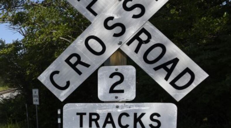 A CSX train is blocking the Hamilton railroad crossing