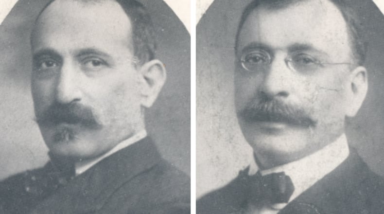 Brothers Lazard (left) and Felix (right) Kahn played a vital role in the industrial and residential development of Hamilton in its industrial era. CREDIT: Greater Hamilton, Republican Publishing Company, 1909