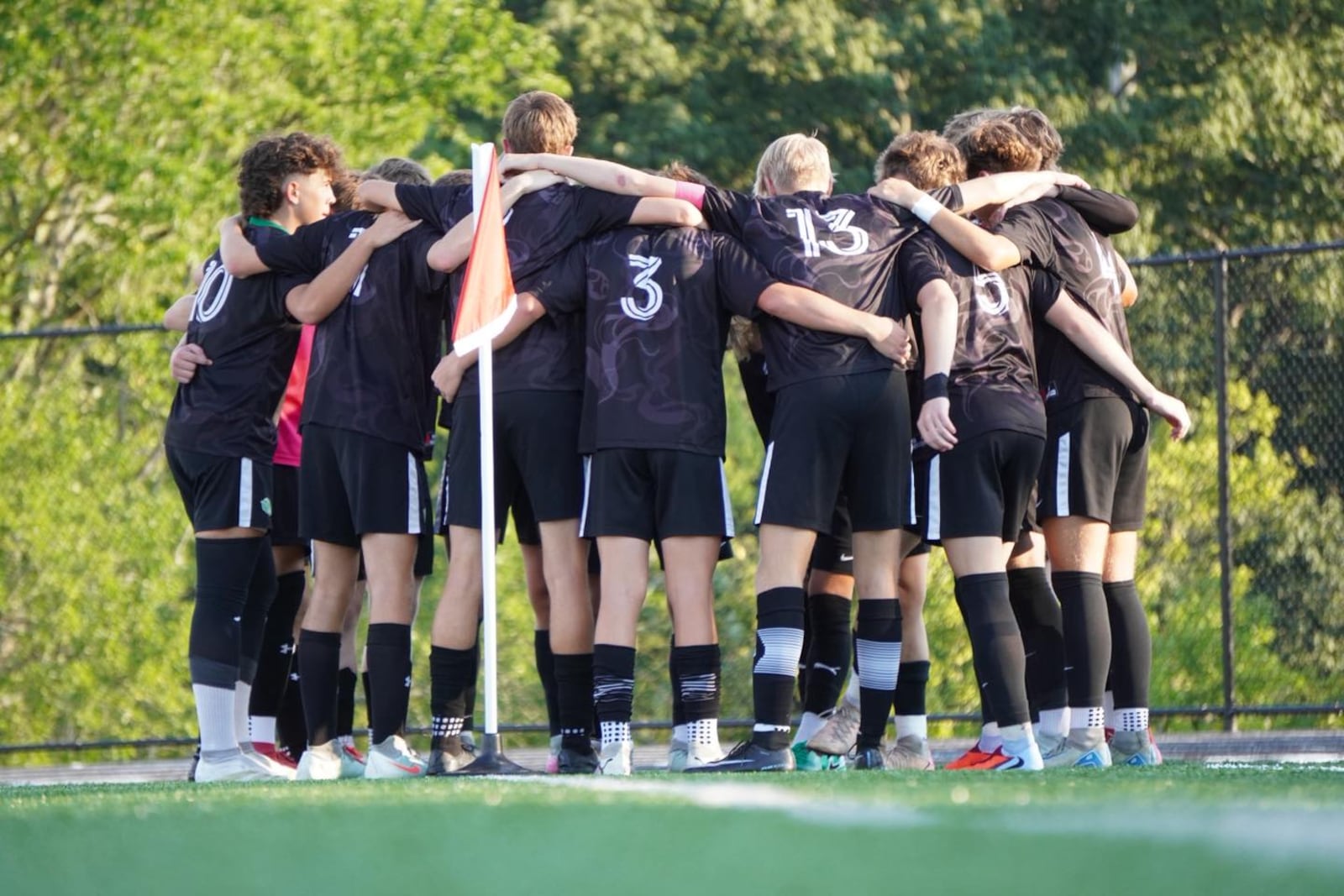 The Badin boys soccer team huddles before its game against Elder on Friday at the Matandy SportsPlex in Hamilton. CHRIS VOGT / CONTRIBUTED