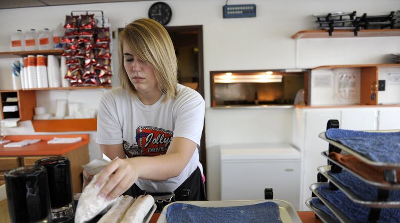 FILE: In 2012, Kaitlin Schultheiss, then 19, of Hamilton, is seen working at Jolly's Drive-In. SAMANTHA GRIER/FILE