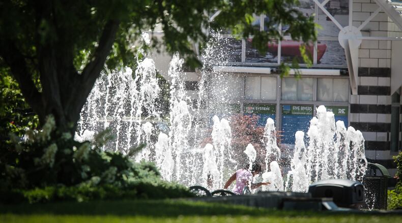 The interactive fountain is a popular activity at Riverscape Metro Park from Labor Day to Memorial Day. JIM NOELKER/STAFF
