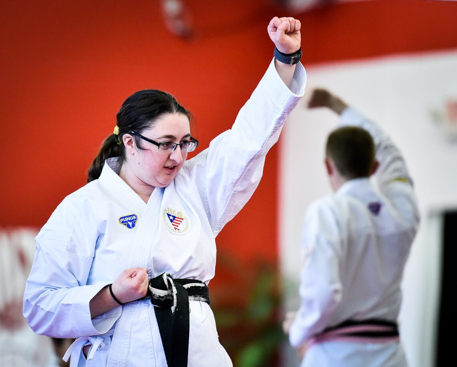 2005 Lakota East High School graduate Jamie Druhan Green works out during a recent session at Buckner Martial Arts in West Chester Township. NICK GRAHAM/STAFF