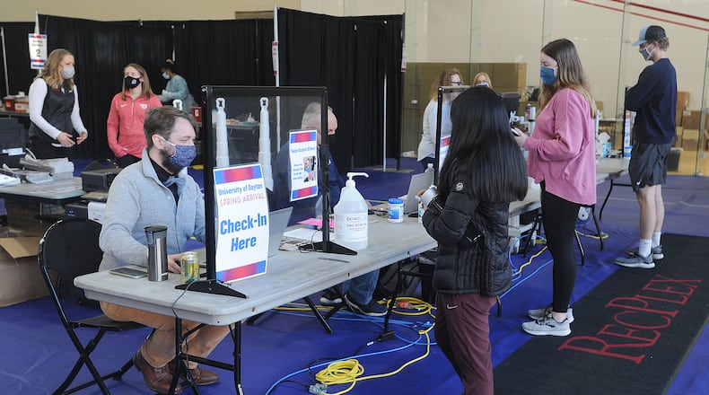 FILE PHOTO / Students were tested for COVID-19 on the first day back for the spring 2021 semester. MARSHALL GORBY / STAFF