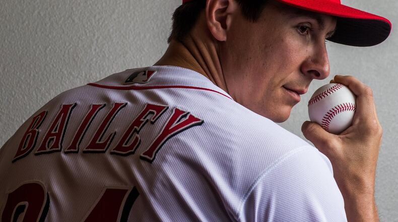 GOODYEAR, AZ - FEBRUARY 20: Homer Bailey #34 of the Cincinnati Reds poses for a portrait at the Cincinnati Reds Player Development Complex on February 20, 2018 in Goodyear, Arizona. (Photo by Rob Tringali/Getty Images)