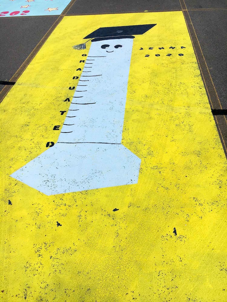 PHOTOS Lakota East seniors paint parking spots