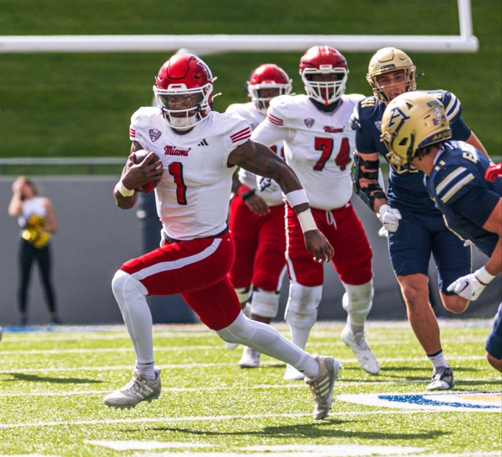 The Miami RedHawks defeated Akron 20-7 on Saturday in Akron. MIAMI REDHAWKS ATHLETICS
