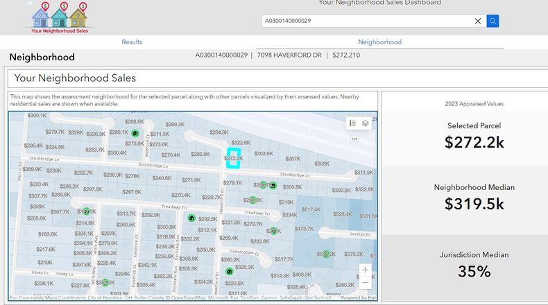 The Butler County Auditor’s Office is featuring two new tools on its web site - Pictometry and Your Neighborhood Sales. Pictured is the details of a property and the map of the adjoining area as seen on our Neighborhood Sales tool. CONTRIBUTED