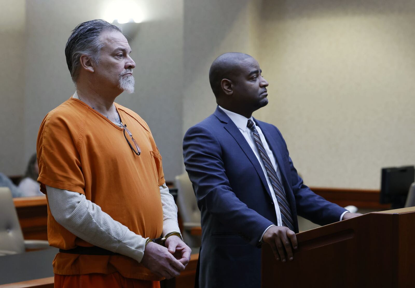 Brian Ingram, with attorney Muhammad Hamidullah, pleaded guilty to murder for the beating death last February at a Middletown bar. NICK GRAHAM/STAFF
