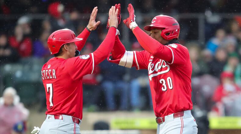 The Cincinnati Reds took on a team of their top prospects in their final preseason game of the year on Tuesday, March 25 at Day Air Ballpark in Dayton. The Reds Prospects won the game 7-5. MICHAEL COOPER/STAFF