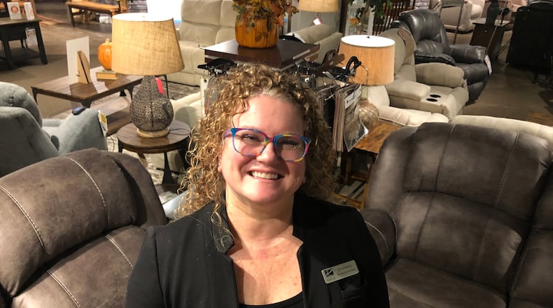 Shannon Bannerman, chief executive officer of Riley’s Furniture and Mattress in Monroe, is looking forward to the store celebrating its 50th-year in business. The store was founded by her father, Riley Griffiths, who passed away in 2019. RICK McCRABB/STAFF