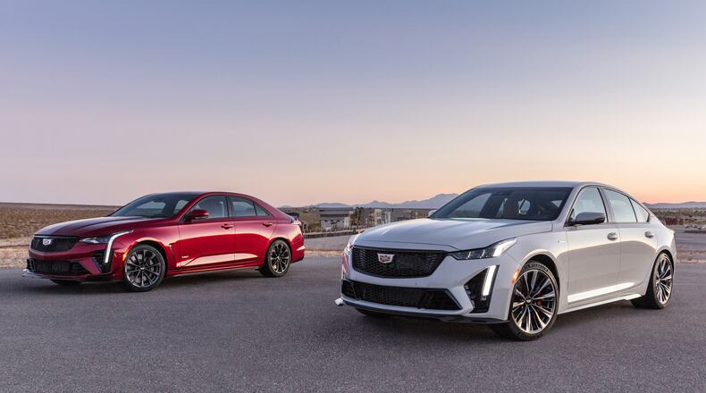 During the 2021 Rolex 24 at DAYTONA, Cadillac shared a sneak peek of the 2022 CT4-V Blackwing (left) and CT5-V Blackwing (right). Cadillac photo