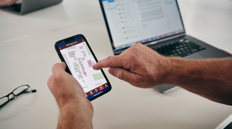 The AEGIX AIM platform includes a user-friendly push-button application to manage emergencies from a desktop, laptop or smartphone. The system allows individuals to notify others of an emergency with a touch of a button. Key law enforcement and other first responders can see the layout of a building, such as a school, for example, and instantly have room-by-room situational awareness so they can know exactly what the emergency is and where they need to go, removing guesswork and delays and save precious time. (Photo: Business Wire)