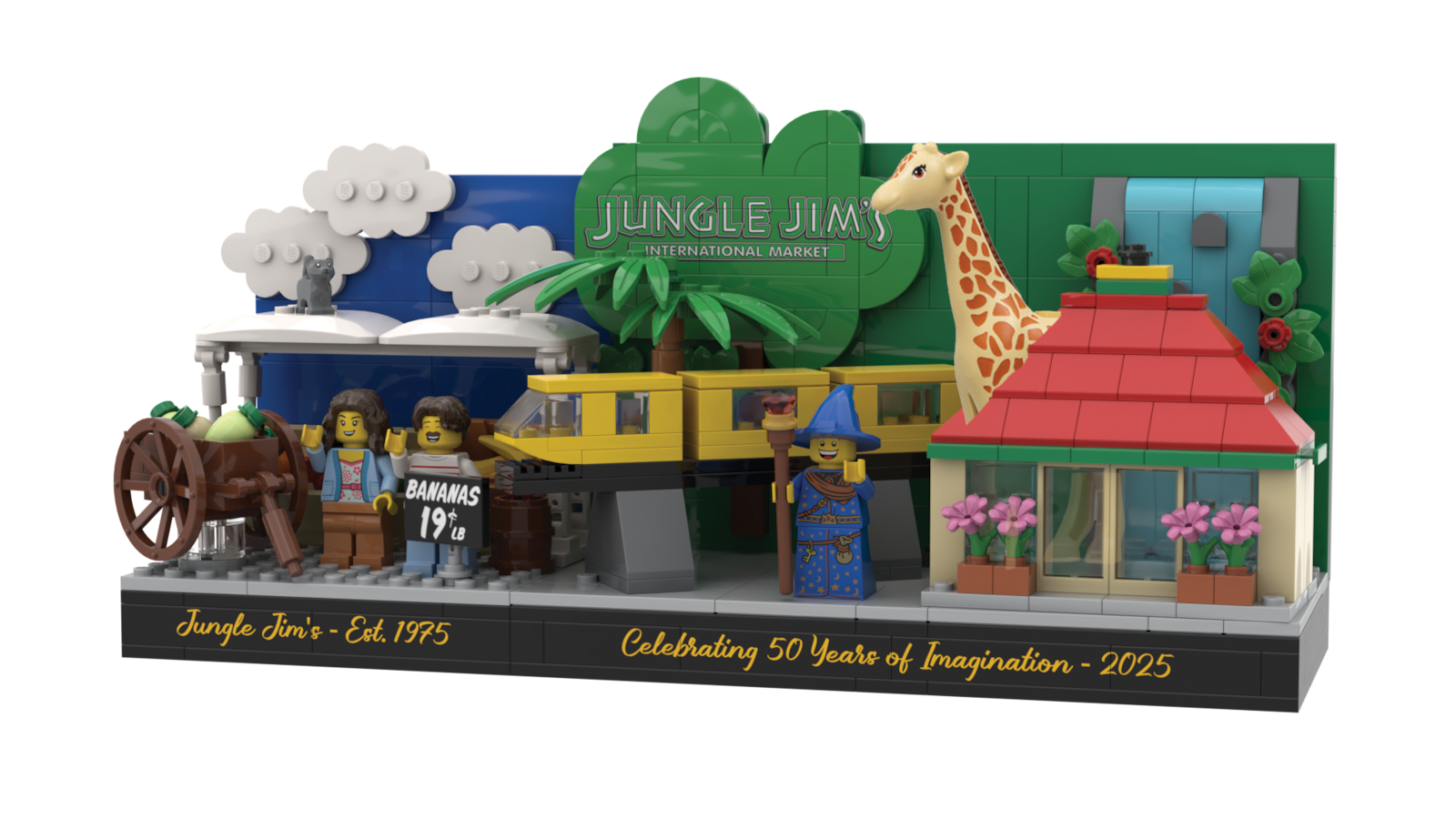 A Lego set with Jungle Jim's specific pieces was developed as part of the store's 50th anniversary. Sets are being raffled off. JUNGLE JIM'S INTERNATIONAL MARKET/CONTRIBUTED