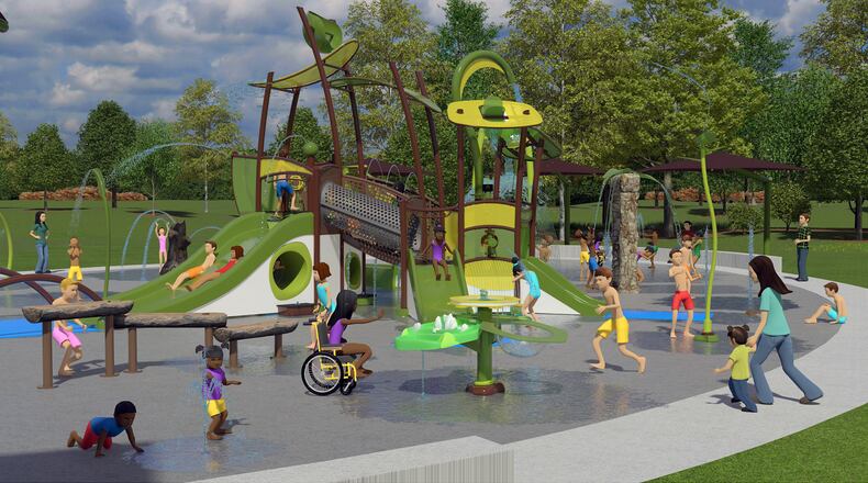 Construction on a splash pad like this in West Chester Twp.'s Beckett Park is expected to be finished at the end of February or early March. Contributed photo.