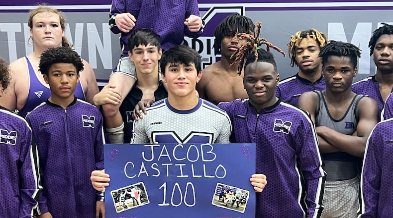 Middletown's Jacob Castillo won his 100th career match earlier this season. CONTRIBUTED