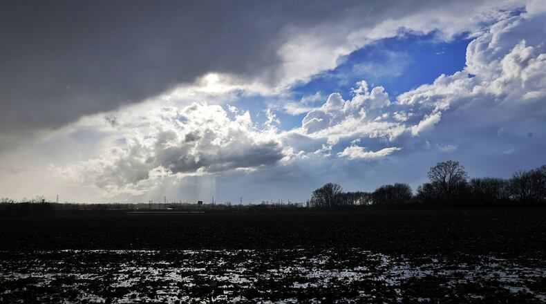 A break in the clouds on April 2, 2024, after storms moved through the Monroe area. NICK GRAHAM/STAFF