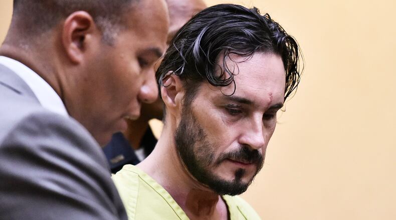 James Geran, charged with double murder and charges from the Trenton standoff, represented by Lawrence Hawkins III, will receive on trial beginning in December. NICK GRAHAM/STAFF