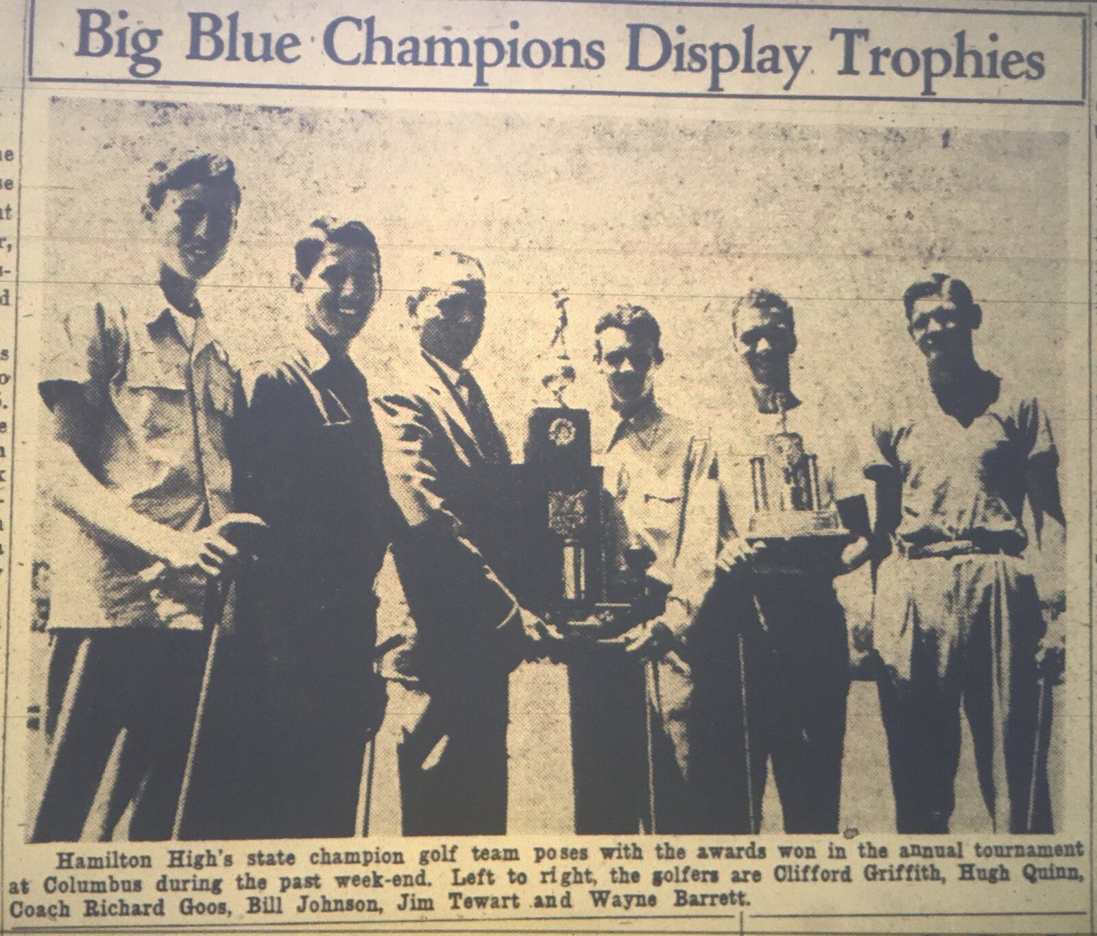The Journal-News published a photo in 1948 after Hamilton High School’s boys golf team captured the state championship in Columbus.