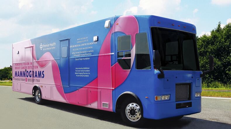 The new, larger 40-foot-long coach, operated by Atrium Medical Center, is furnished with a more comfortable and upscale reception area, enhanced security features, and an automatic awning. CONTRIBUTED