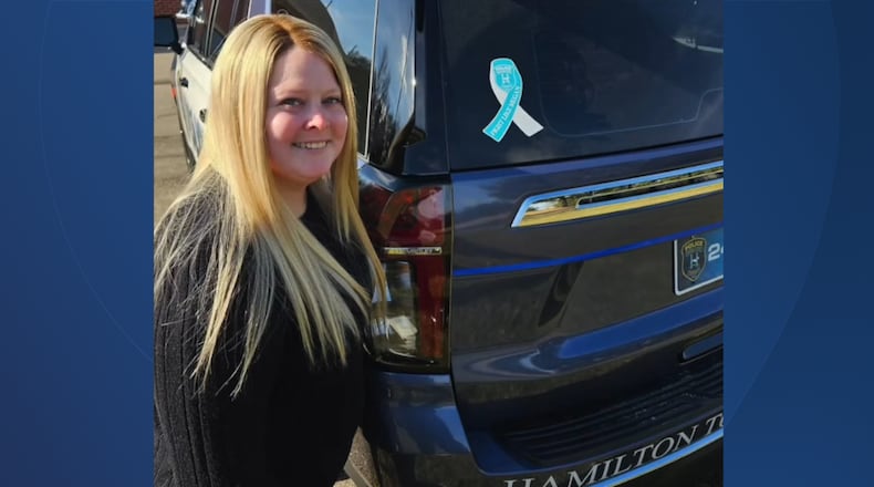 Hamilton Twp. officer Megan Graham fights cancer with the support of fellow officers and community. PROVIDED/WCPO