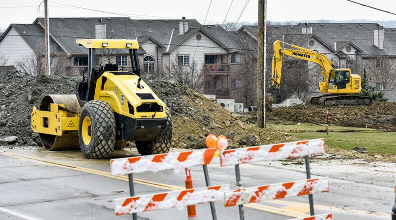 Construction continues on the roundabout at Beckett and Smith roads Tuesday, March 13 in West Chester Township.This is one of several project for Butler County this construction season. NICK GRAHAM/STAFF