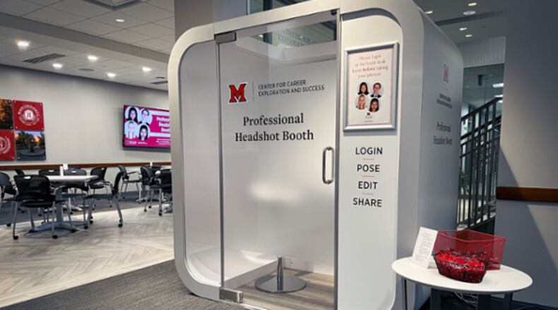 Miami University career development officials installed the program’s first “professional headshot booth” designed to deliver the professional photos young job applicants need. Since the fall, it has proved to be very popular, says Jennifer Benz, assistant vice president of the Center for Career Exploration and Success (CCES) for Miami. The photo booth recently served its 1,000th student since it was installed in Armstrong Student Center at the school’s Oxford campus. CONTRIBUTED