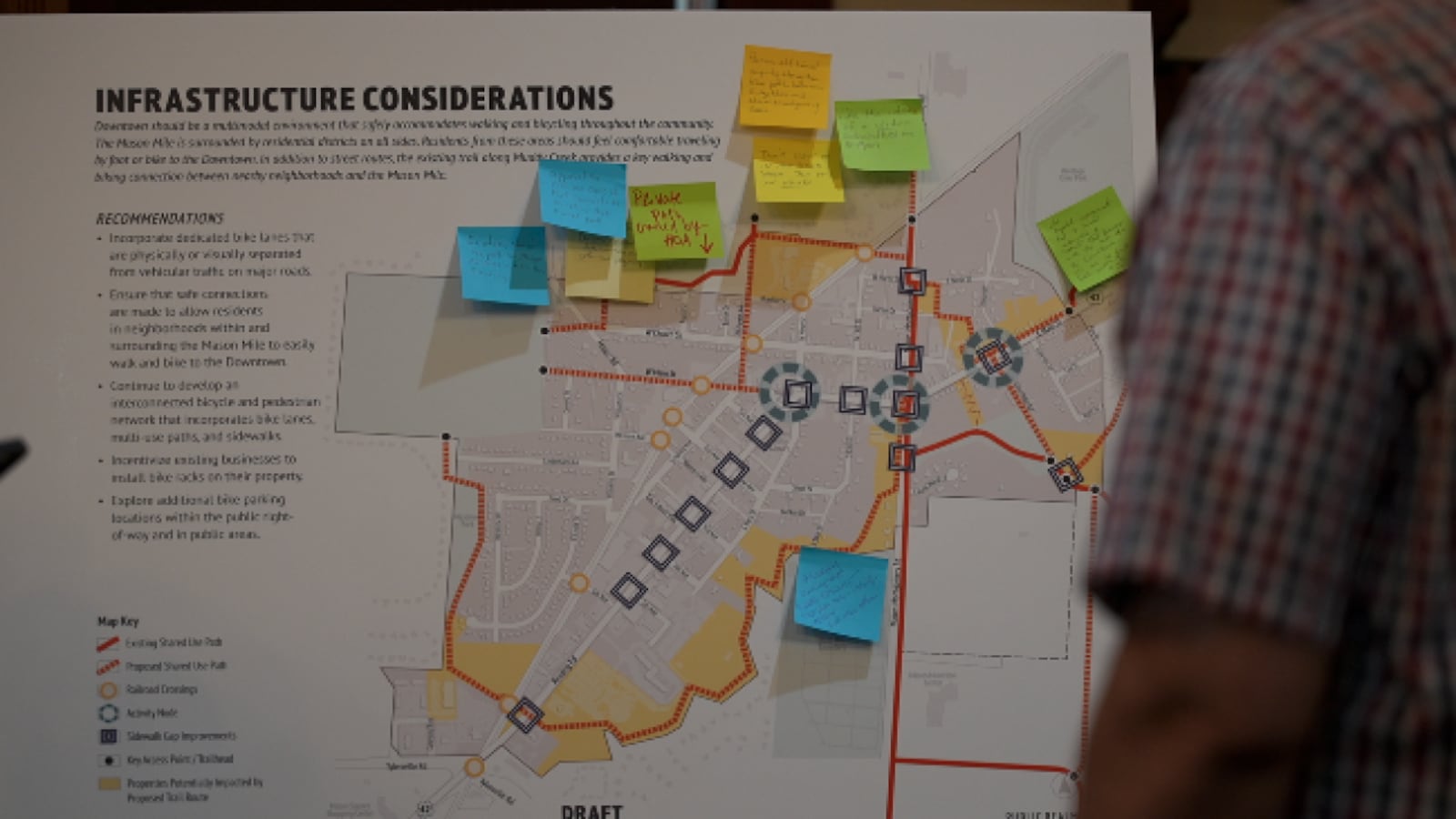 Slide on display from The Mason Mile Master Plan & Policy Guide Draft. WCPO