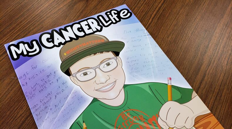 Sarah Curry Rathel and illustrator Bob Kelly, with Smile Books Project, created the book, “My Cancer Life,” to tell the story of Matthew Harrison, a sixth-grader at Chamberlain Middle School in Carlisle and his life dealing with Leukemia. NICK GRAHAM/STAFF