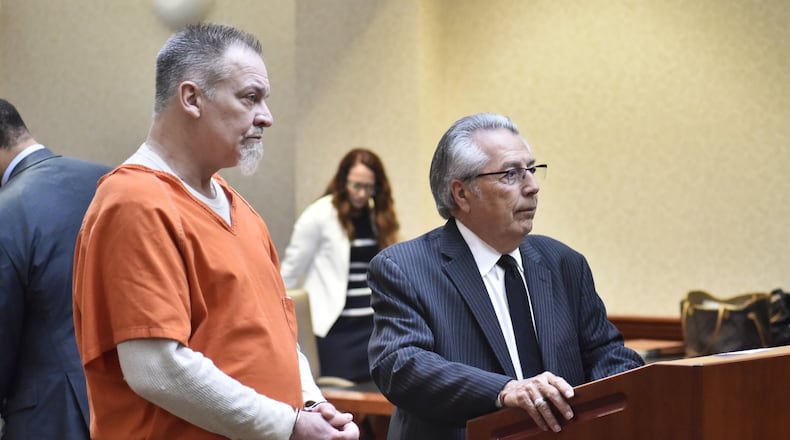 Brian Ingram and attorney Frank Schiavone III were in Butler County Common Pleas Court Thursday for a pretrial hearing. Ingram's murder trial is scheduled to begin next month NICK GRAHAM/STAFF