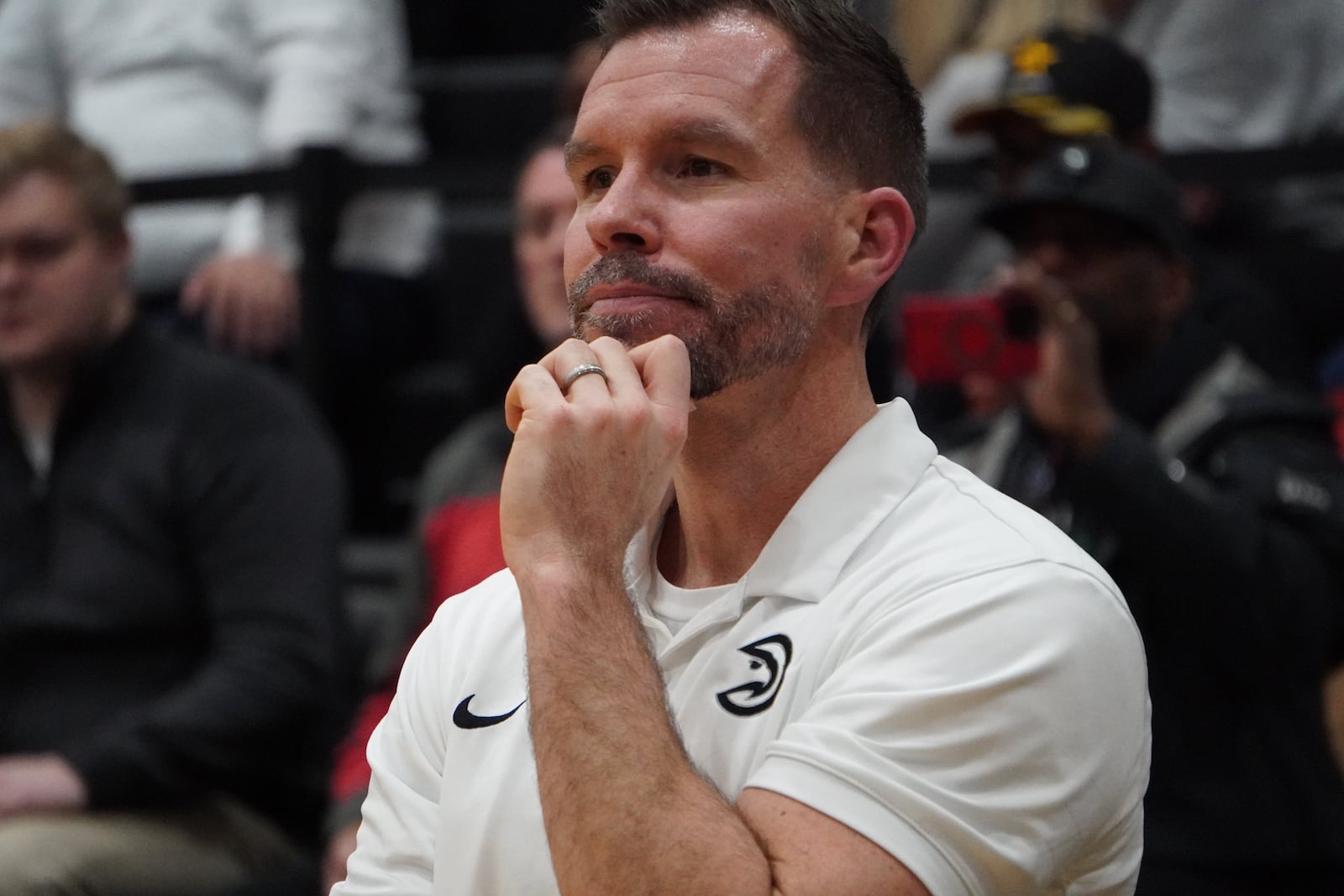 Lakota East coach Clint Adkins looks on during the Thunderhawks’ game against Hamilton on Friday night at Lakota East. CHRIS VOGT / CONTRIBUTED