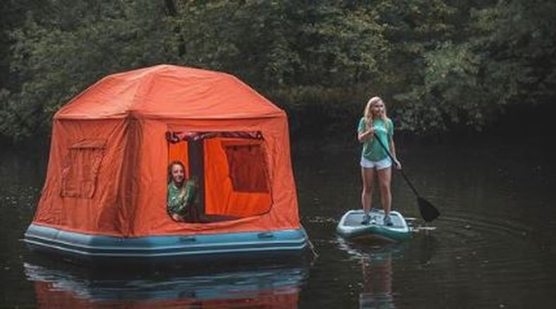 This floating tent, manufactured by SmithFly, which is located in Troy, is one of the prizes offered in the Tour de Way competition. It sells for $2,000. PROVIDED