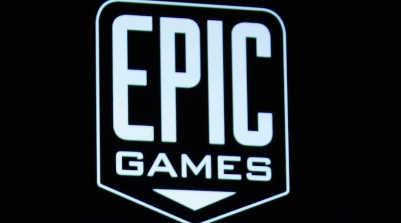 FILE - The Epic Games logo is seen in San Francisco on Sept. 1, 2010. (AP Photo/Paul Sakuma, File)