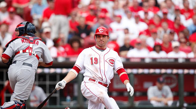 Reds fans may remember Joey Votto tumbling to the ground after an awkward swing earlier this season (not here, when he went to a knee after swinging and missing a pitch against the Cardinals at Great American Ballpark), but a Braves minor leaguer topped that on Tuesday.