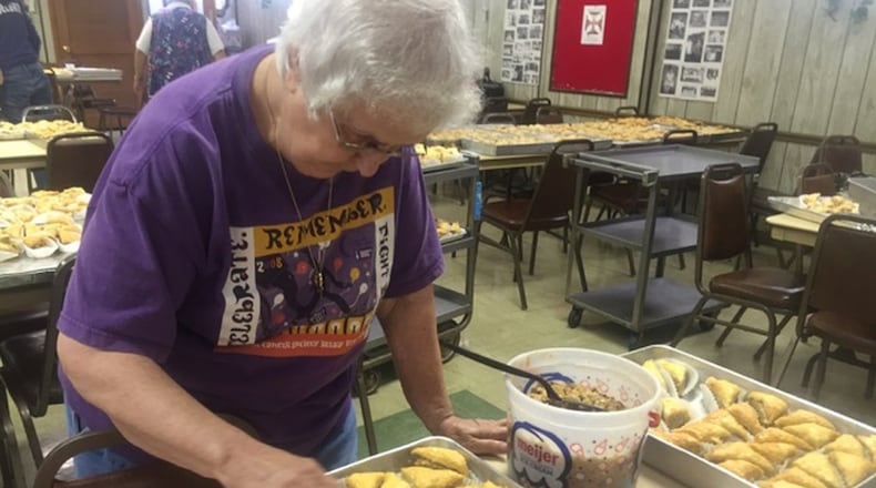 Middletown’s Kiki Demetrion Gordon sorts baklava that will be sold at this year’s Greek Fest.