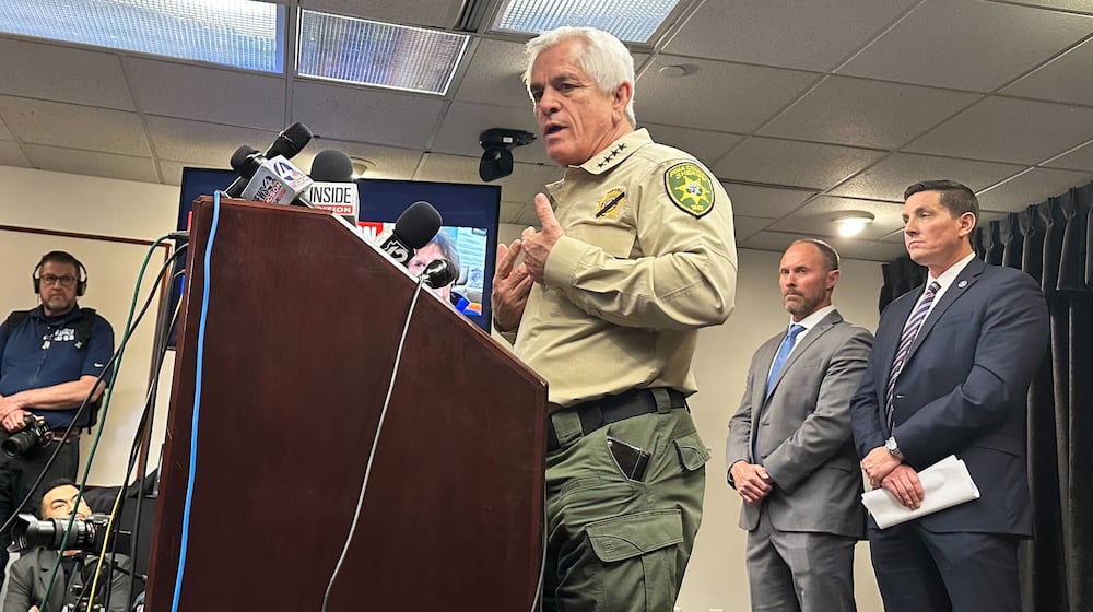 Pima County Sheriff Chris Nanos updates media on the disappearance of Nancy Guthrie, the 84-year-old mother of "Today" host Savannah Guthrie, in Tucson, Ariz., on Thursday, Feb. 5, 2026. (AP Photo/Sejal Govindarao)