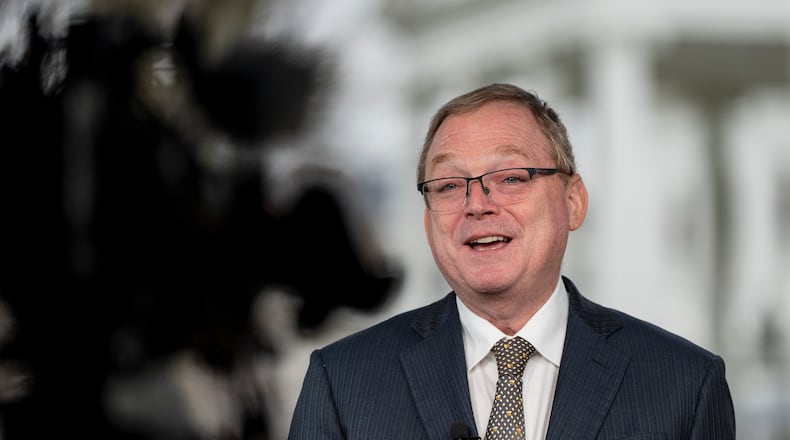 Director of the National Economic Council Kevin Hassett does a television interview at the White House, Wednesday, Dec. 10, 2025, in Washington. (AP Photo/Alex Brandon)