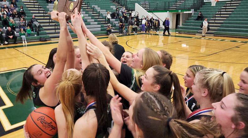 Badin defeated Trotwood-Madison 47-31 in their Division II district final basketball game Friday, Feb. 25, 2022 at Mason Middle School. NICK GRAHAM/STAFF