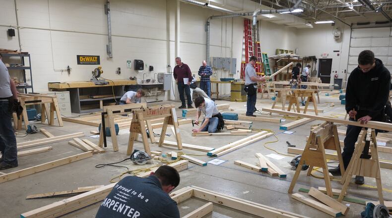 Carpentry students were given a blueprint for a project, all the materials necessary to build it and were given a specific time frame in which to build it during the recent SkillsUSA competition. CONTRIBUTED