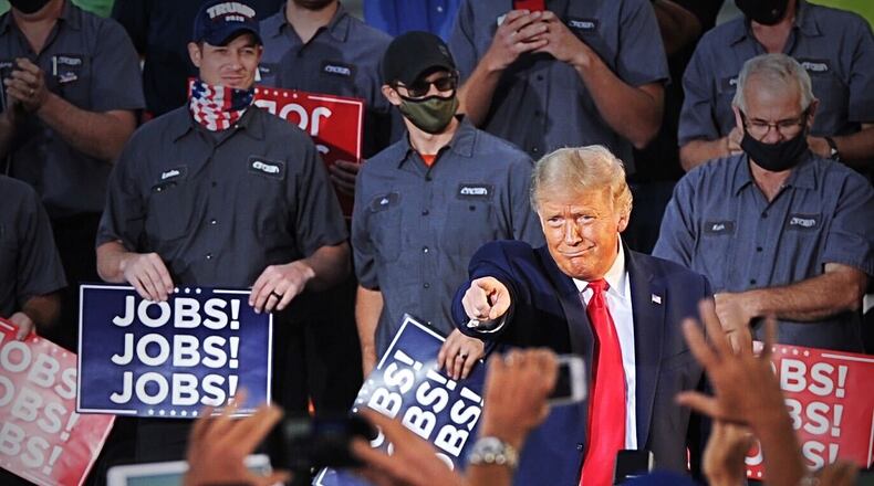 President Donald Trump speaks at Vandalia rally