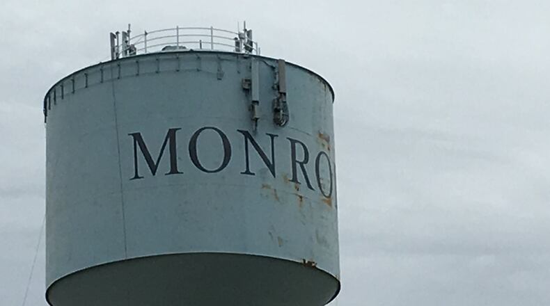 Monroe, Sprint reach agreement on relocating wireless equipment that is currently on the city’s water tower in Mound Cemetery. The wireless company will remount their wireless antennas on the handrail at the top of the water tower instead where they are mounted on the sides of the tower. This will let the city get the water tower repainted. ED RICHTER/STAFF