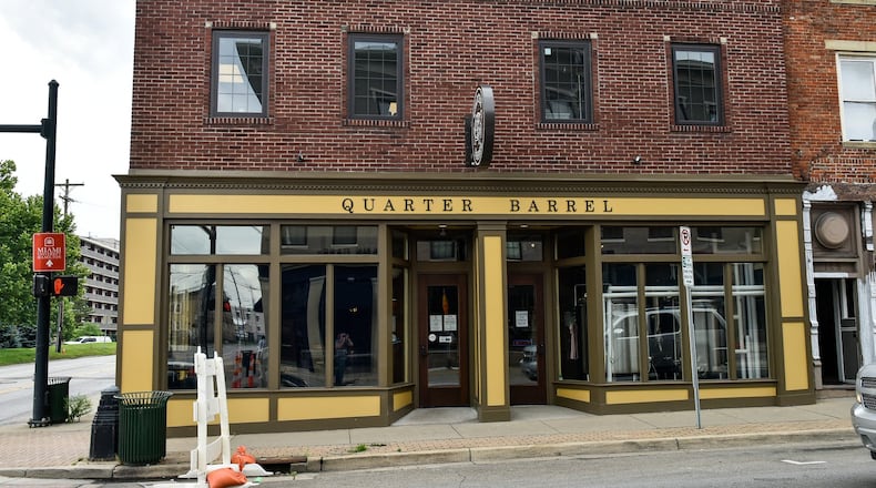 The rooftop dining area opened at Quarter Barrel Brewery + Pub last June at 103 Main St. in Hamilton but the restaurant closed last Thursday. NICK GRAHAM/STAFF