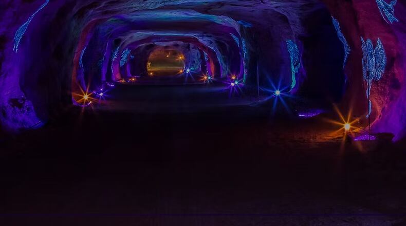 The Christmas Cave in Scioto County, Ohio sees guests exploring multiple tunnels and caverns filled with festive decorations. WHITE GRAVEL MINES/WEBSITE/CONTRIBUTED